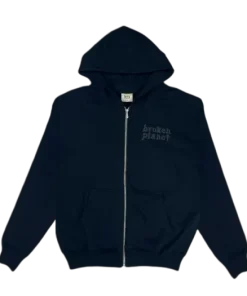 BROKEN PLANET BLACK ZIP UP HOODIE